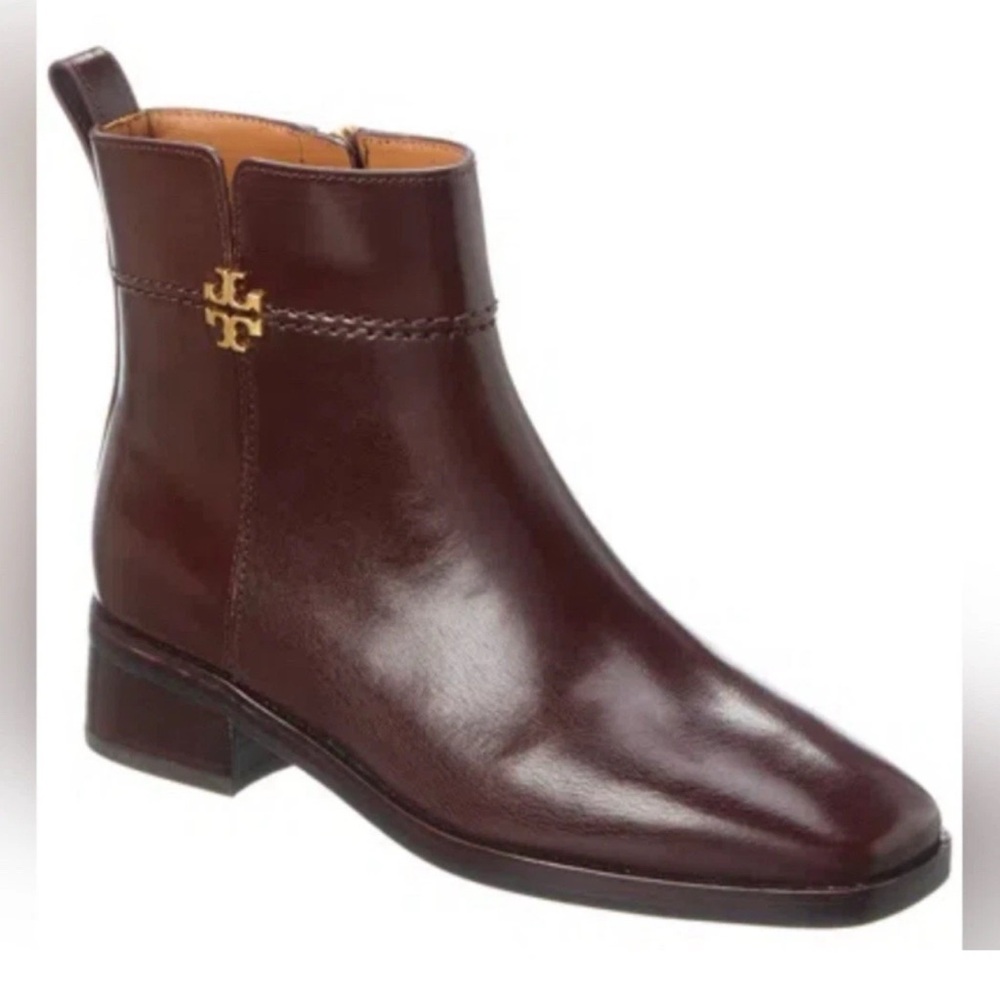 Tory Burch Everly brown logo ankle boots 6
